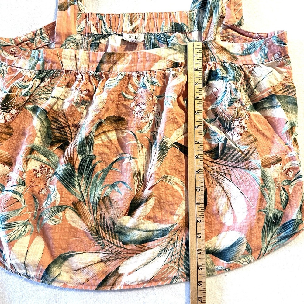 A.N.A. XL Orange Tropical Aloha Tank Top Square Neck Tie Shoulder Boxy Cropped - Picture 5 of 7